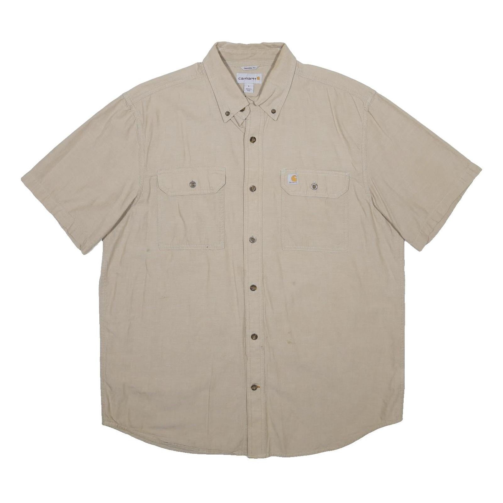 CARHARTT Mens Beige Short Sleeve Cotton Shirt L Casual Workwear