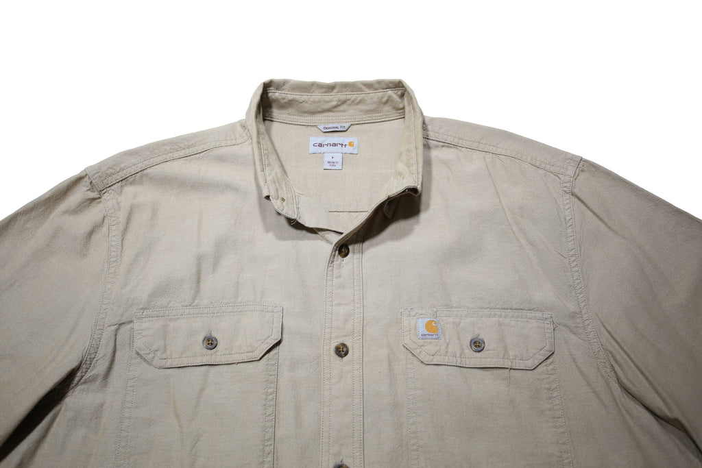 CARHARTT Mens Beige Short Sleeve Cotton Shirt L Casual Workwear