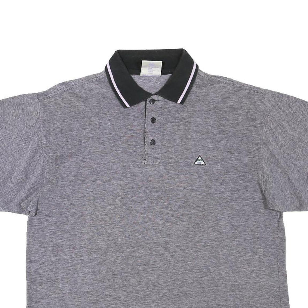 NEW TAST Mens Grey Black & White Polo Shirt M Cotton Blend Short Sleeve Classic