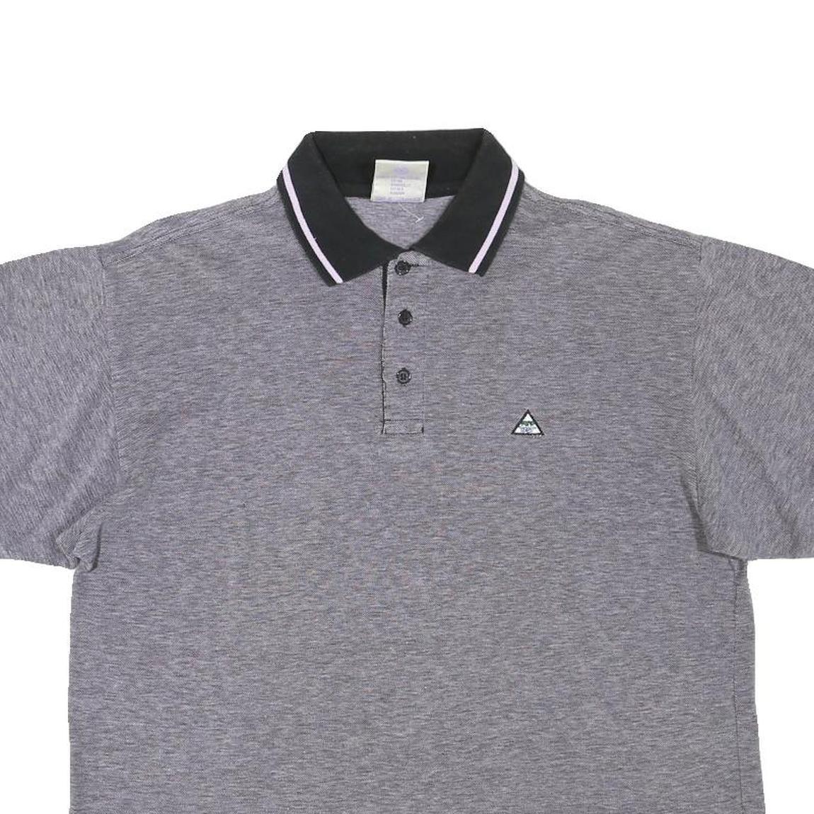 NEW TAST Mens Grey Black & White Polo Shirt M Cotton Blend Short Sleeve Classic