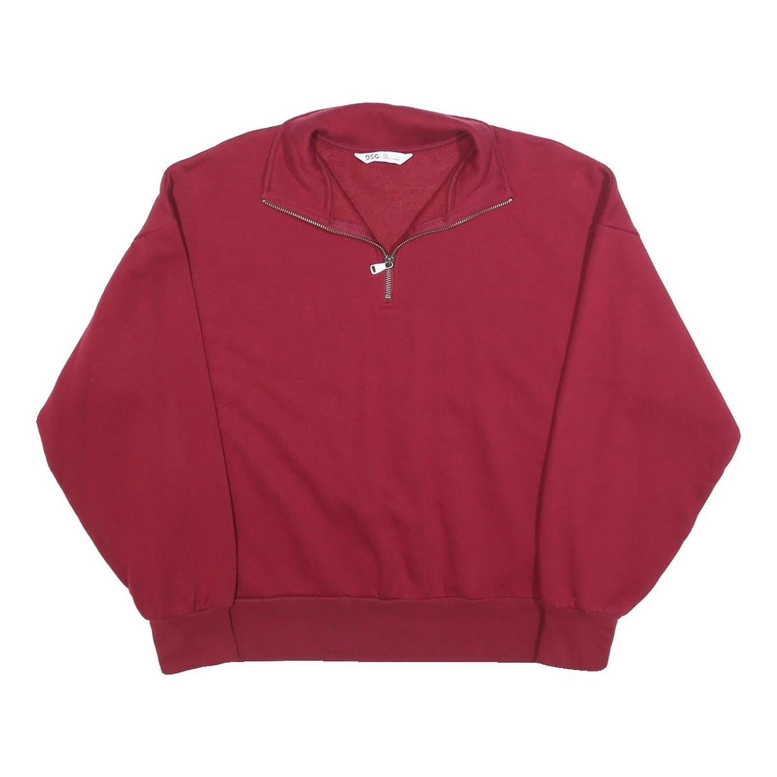 DSG Mens Red 1/4 Zip Sweatshirt XS Cotton Blend Casual Pullover