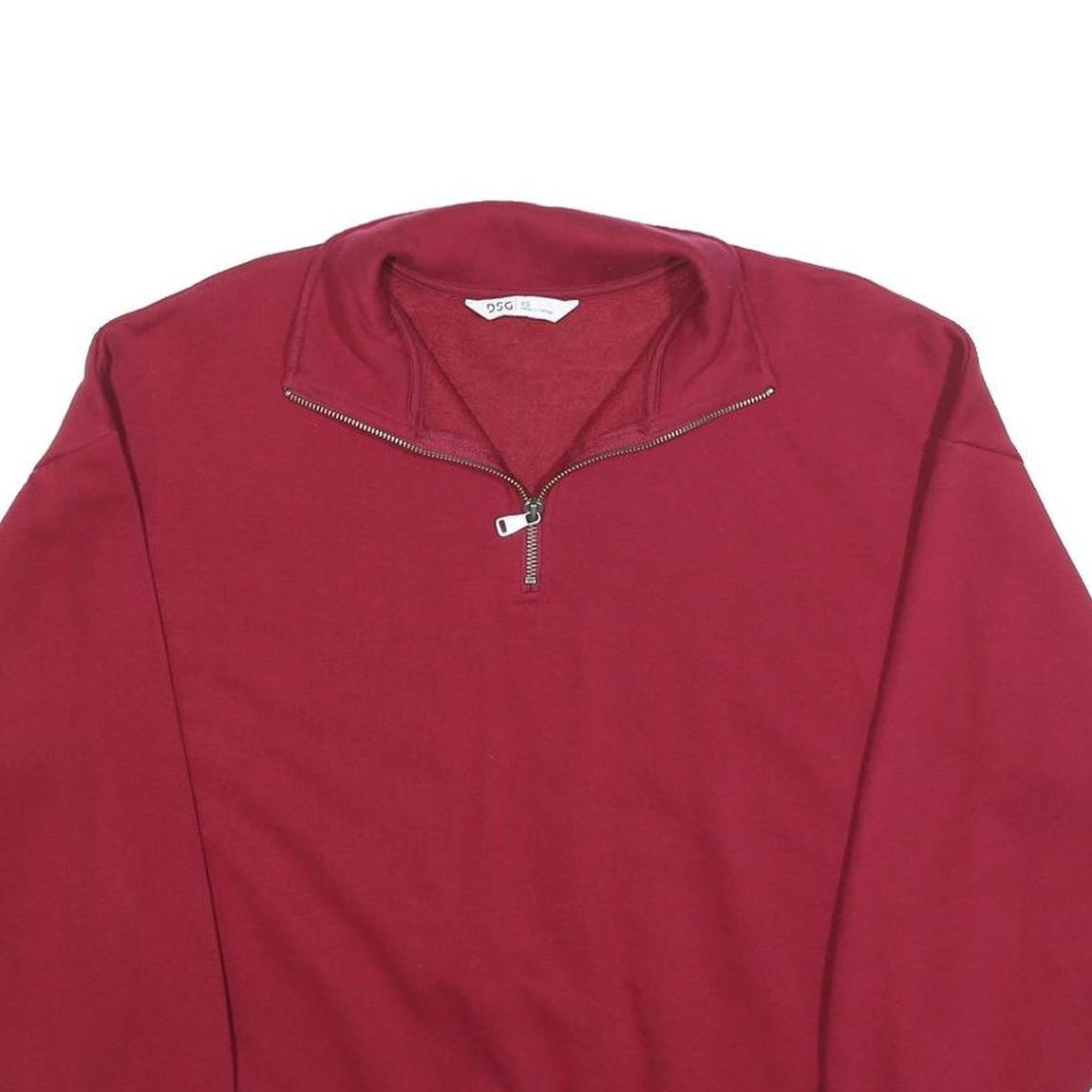 DSG Mens Red 1/4 Zip Sweatshirt XS Cotton Blend Casual Pullover