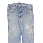 CARHARTT Mens Regular Fit Blue Denim Jeans W38 L30 Distressed Cotton Blend Zip