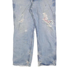 CARHARTT Mens Regular Fit Blue Denim Jeans W38 L30 Distressed Cotton Blend Zip