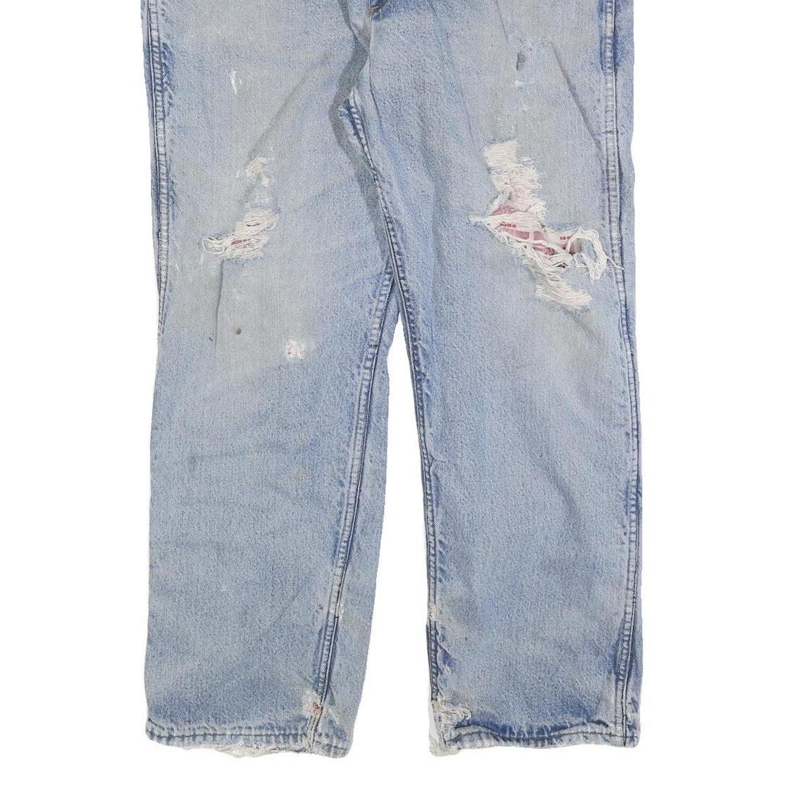 CARHARTT Mens Regular Fit Blue Denim Jeans W38 L30 Distressed Cotton Blend Zip