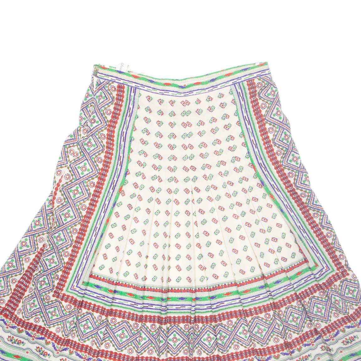 Womens Pleated Skirt Red Midi Crazy Pattern M