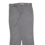 CARHARTT Mens Relaxed Cotton Blend Grey Workwear Trousers W36 L31 Straight Zip