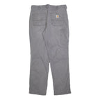 CARHARTT Mens Relaxed Cotton Blend Grey Workwear Trousers W36 L31 Straight Zip