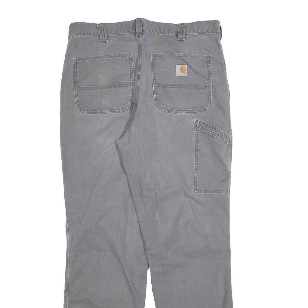 CARHARTT Mens Relaxed Cotton Blend Grey Workwear Trousers W36 L31 Straight Zip