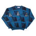 ROBERT BRUCE Womens Patterned Jumper Blue Crazy Pattern 90s XL