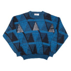 ROBERT BRUCE Womens Patterned Jumper Blue Crazy Pattern 90s XL
