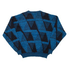 ROBERT BRUCE Womens Patterned Jumper Blue Crazy Pattern 90s XL