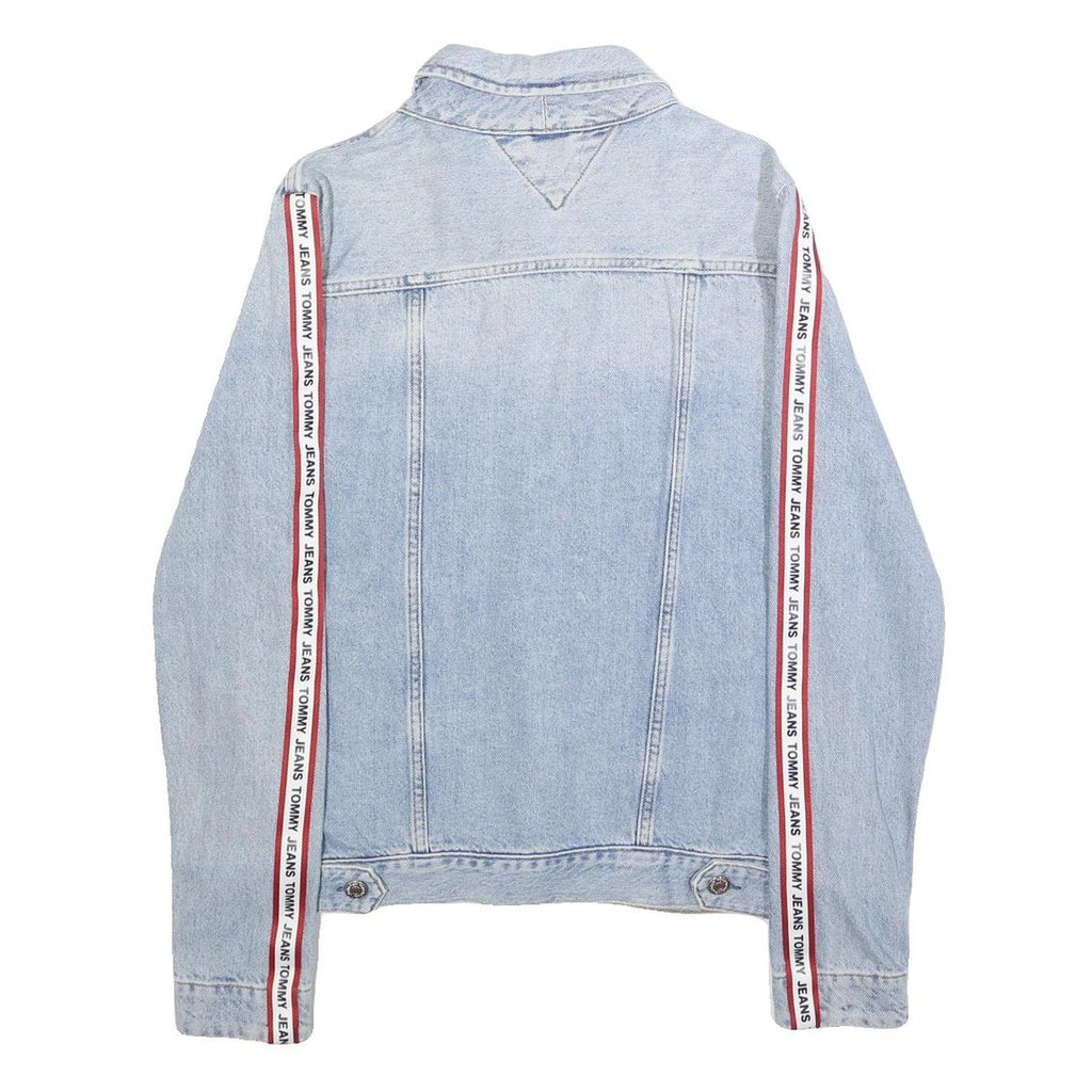 TOMMY JEANS Womens Blue Denim Jacket L Cotton Button Plain Classic Fit Casual