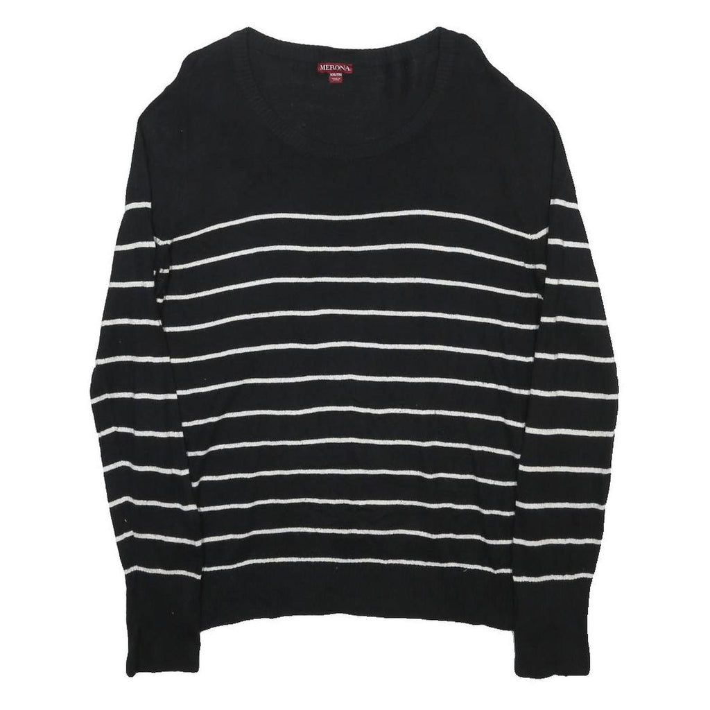 MERONA Womens Black & White Patterned Jumper Crew Neck Basic Knit 2XL Cotton