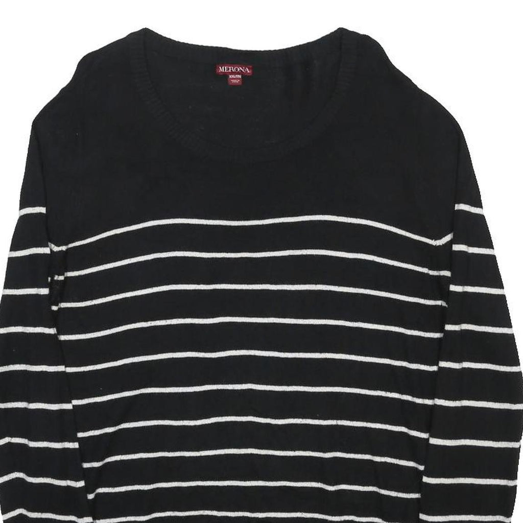 MERONA Womens Black & White Patterned Jumper Crew Neck Basic Knit 2XL Cotton