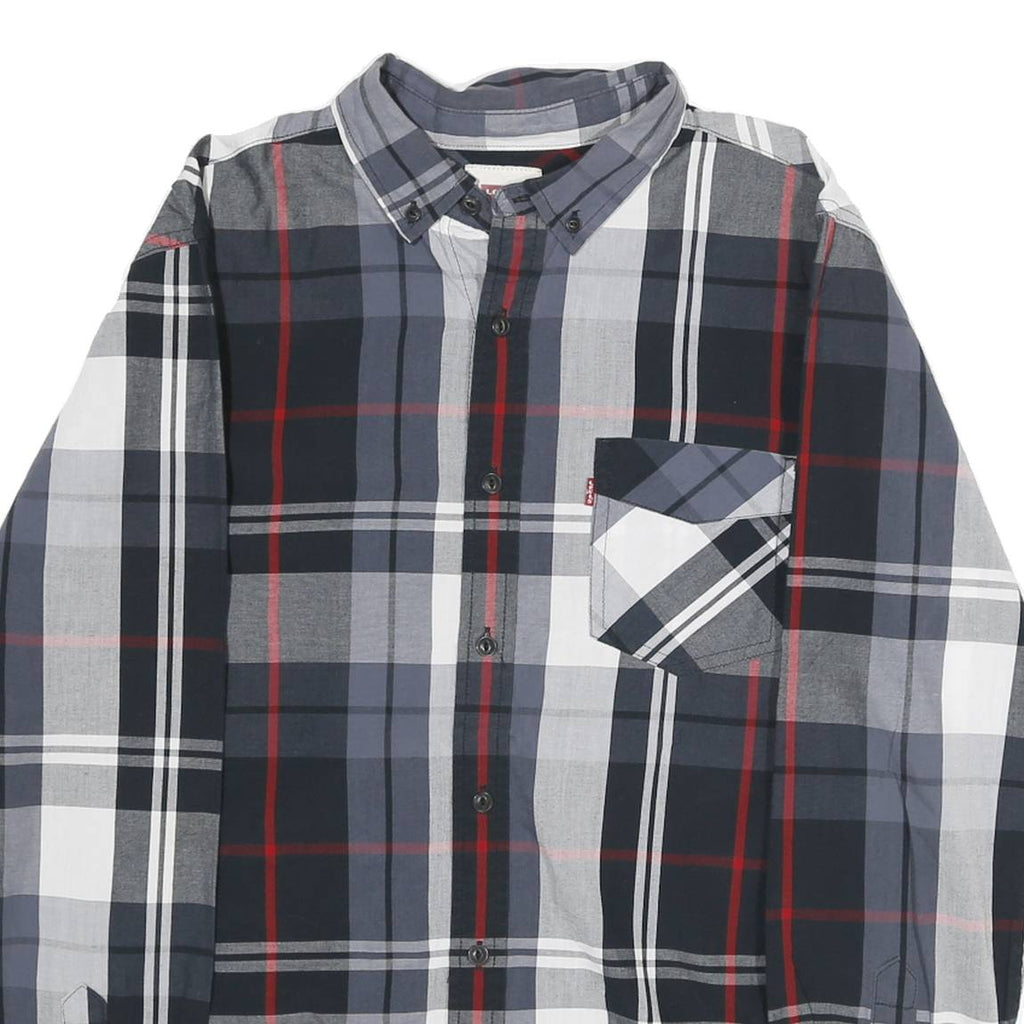 LEVI'S Mens Black & Grey Check Shirt S Button-Down Collar Long Sleeve Cotton