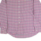 RALPH LAUREN Mens Pink & Blue Check Shirt XL Cotton Blend Button Down Collar