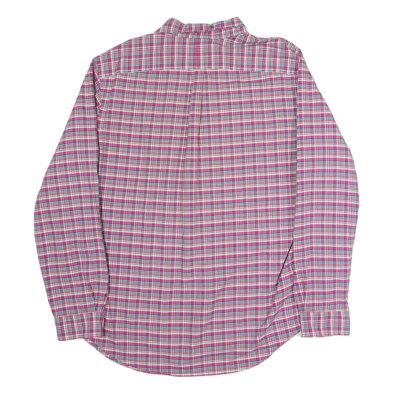 RALPH LAUREN Mens Pink & Blue Check Shirt XL Cotton Blend Button Down Collar