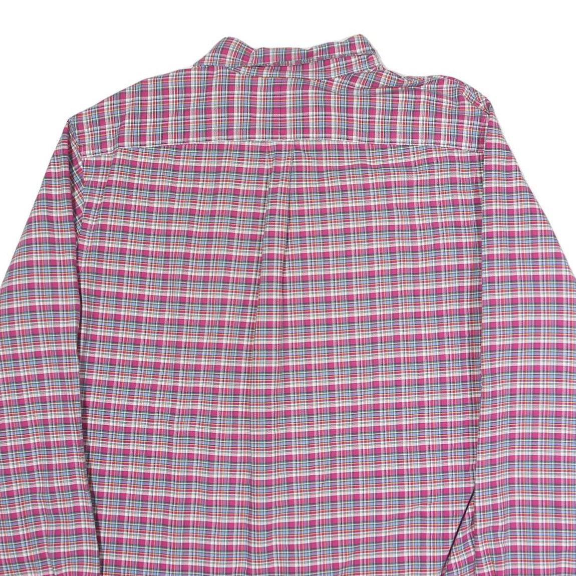 RALPH LAUREN Mens Pink & Blue Check Shirt XL Cotton Blend Button Down Collar