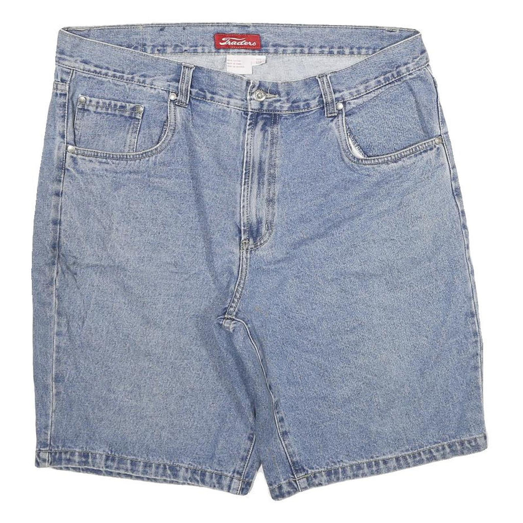 TRADERS Mens Denim Blue Casual Shorts 2XL W36 Cotton Blend Relaxed Fit