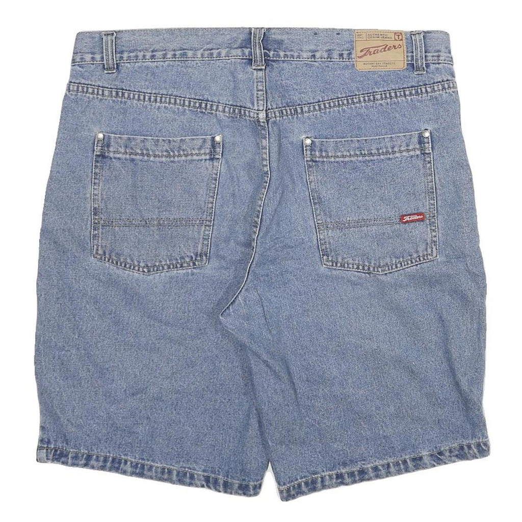 TRADERS Mens Denim Blue Casual Shorts 2XL W36 Cotton Blend Relaxed Fit