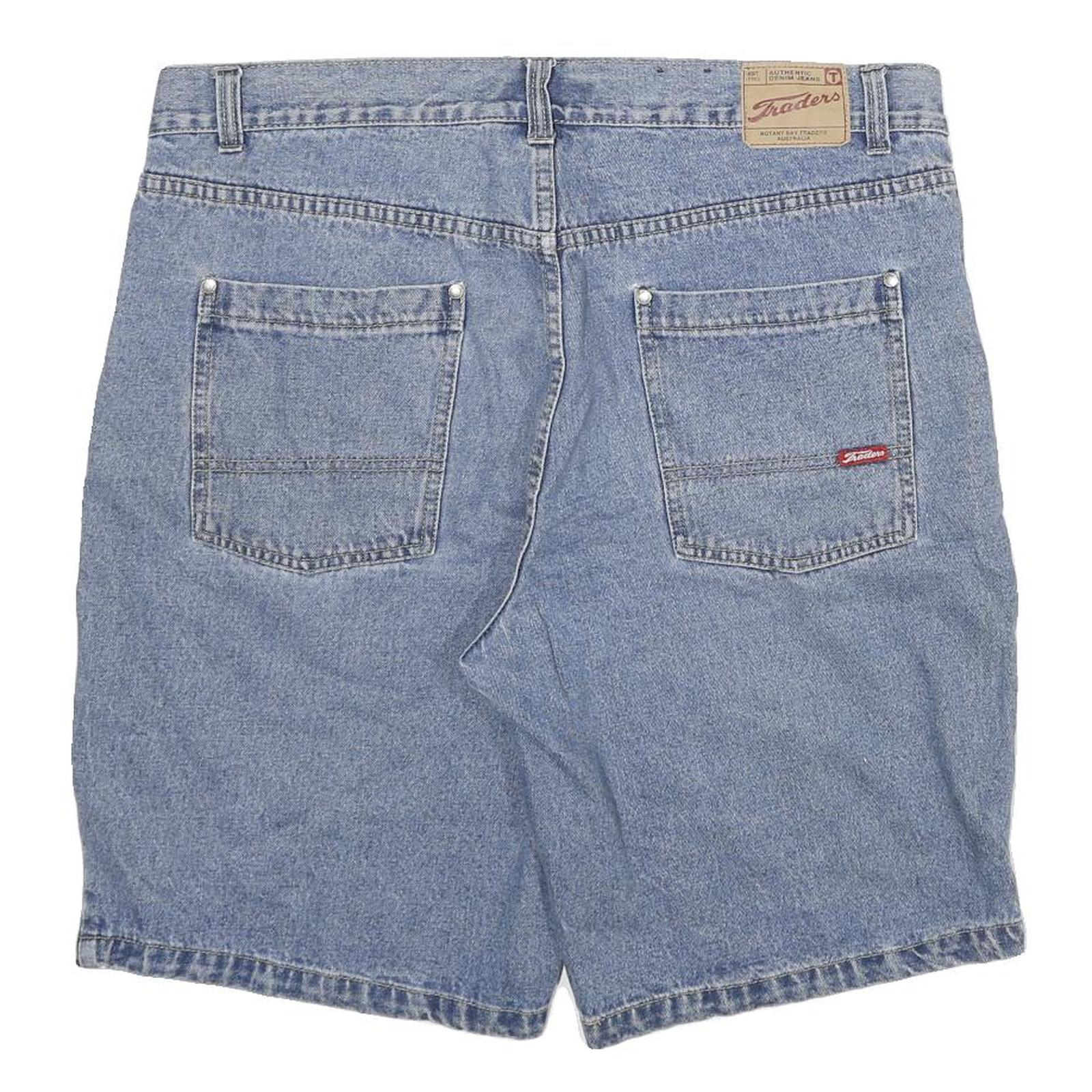 TRADERS Mens Denim Blue Casual Shorts 2XL W36 Cotton Blend Relaxed Fit