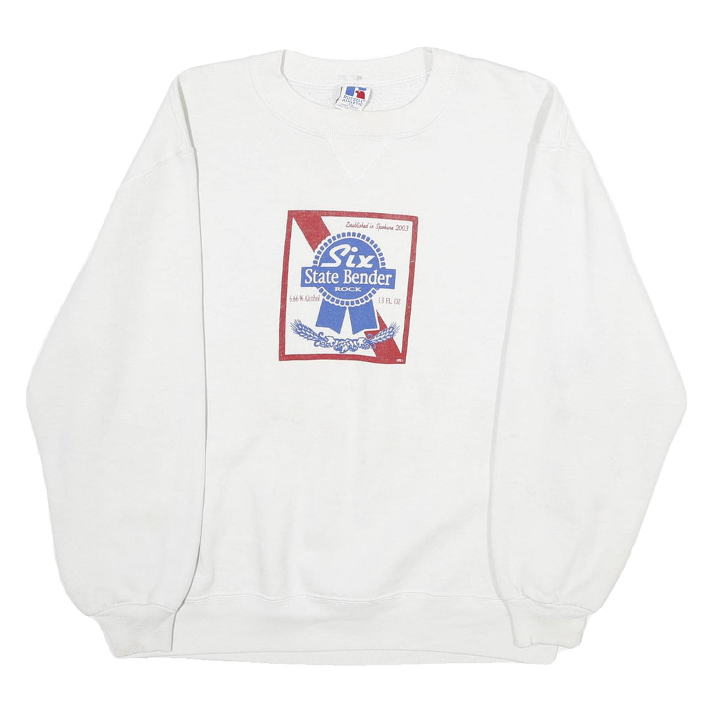 RUSSELL ATHLETIC Mens White Six State Bender Rock Crew Neck XL Pullover