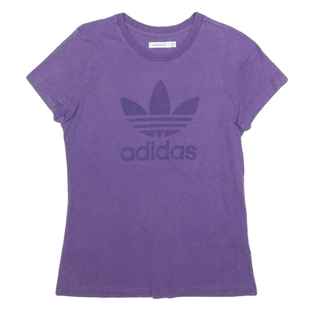 ADIDAS Womens Purple T-Shirt XS Short Sleeve Crew Neck Cotton Blend Casual Logo