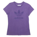 ADIDAS Womens Purple T-Shirt XS Short Sleeve Crew Neck Cotton Blend Casual Logo