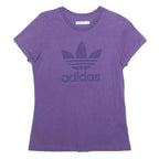 ADIDAS Womens Purple T-Shirt XS Short Sleeve Crew Neck Cotton Blend Casual Logo