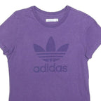 ADIDAS Womens Purple T-Shirt XS Short Sleeve Crew Neck Cotton Blend Casual Logo