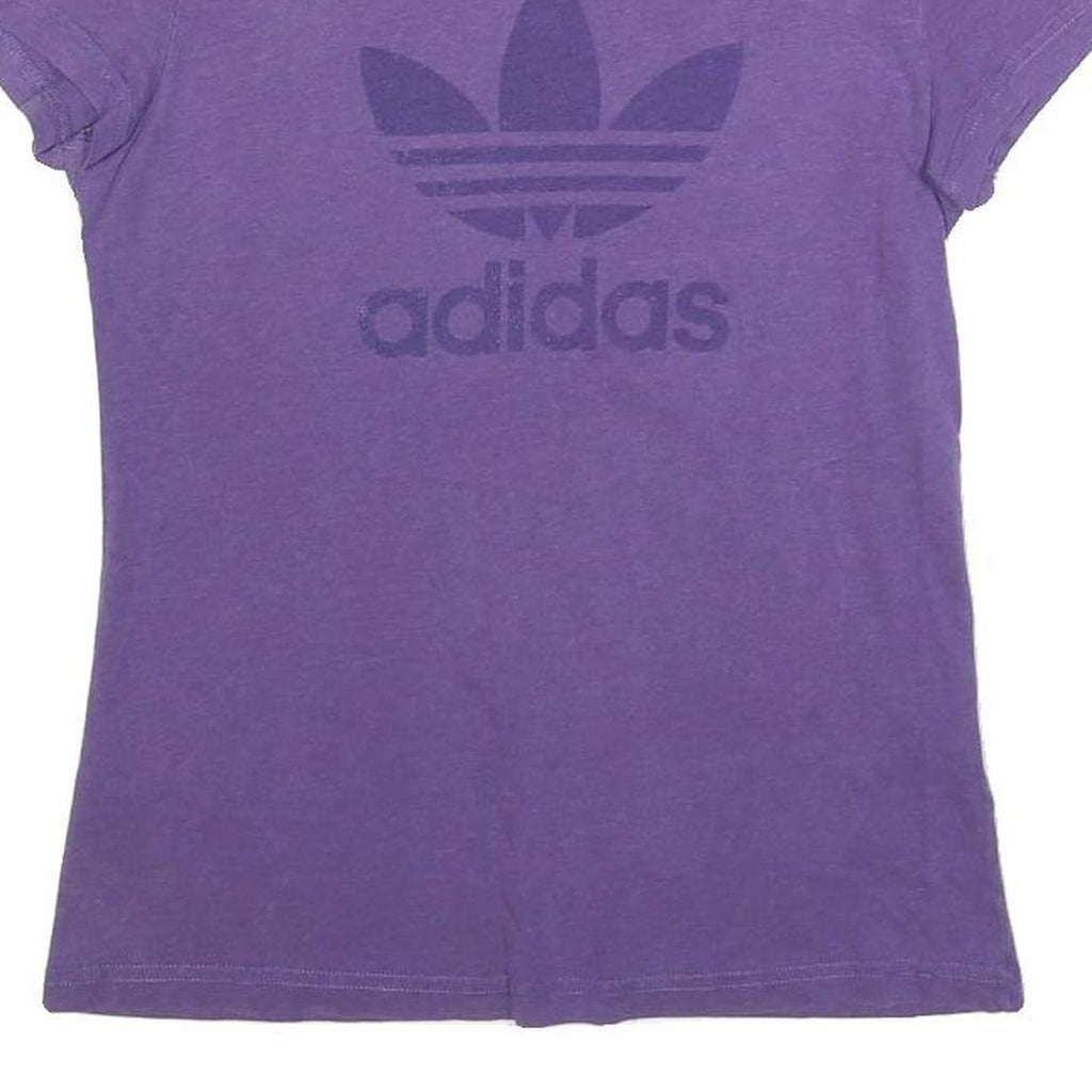 ADIDAS Womens Purple T-Shirt XS Short Sleeve Crew Neck Cotton Blend Casual Logo