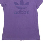 ADIDAS Womens Purple T-Shirt XS Short Sleeve Crew Neck Cotton Blend Casual Logo