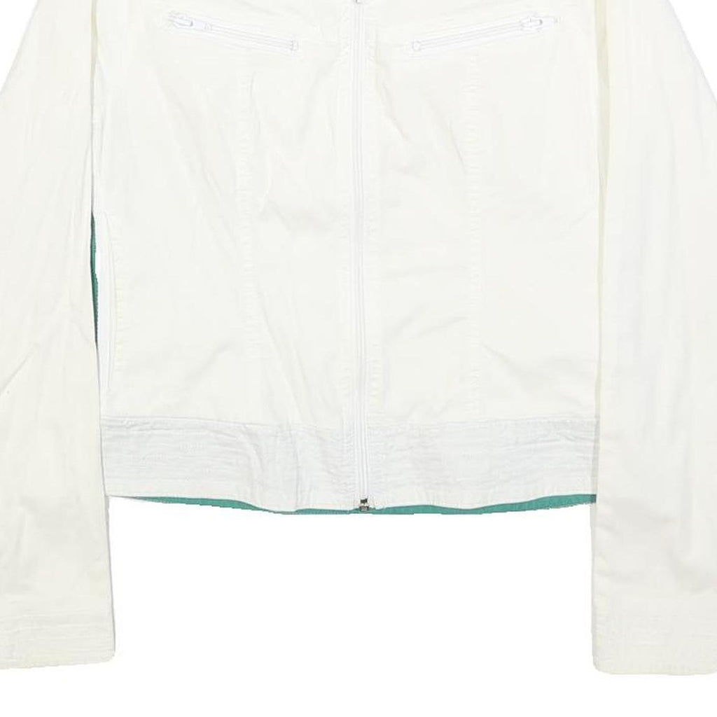 NIKE Womens White & Green Outdoor Jacket S Cotton Blend Woven Plain Zip Long