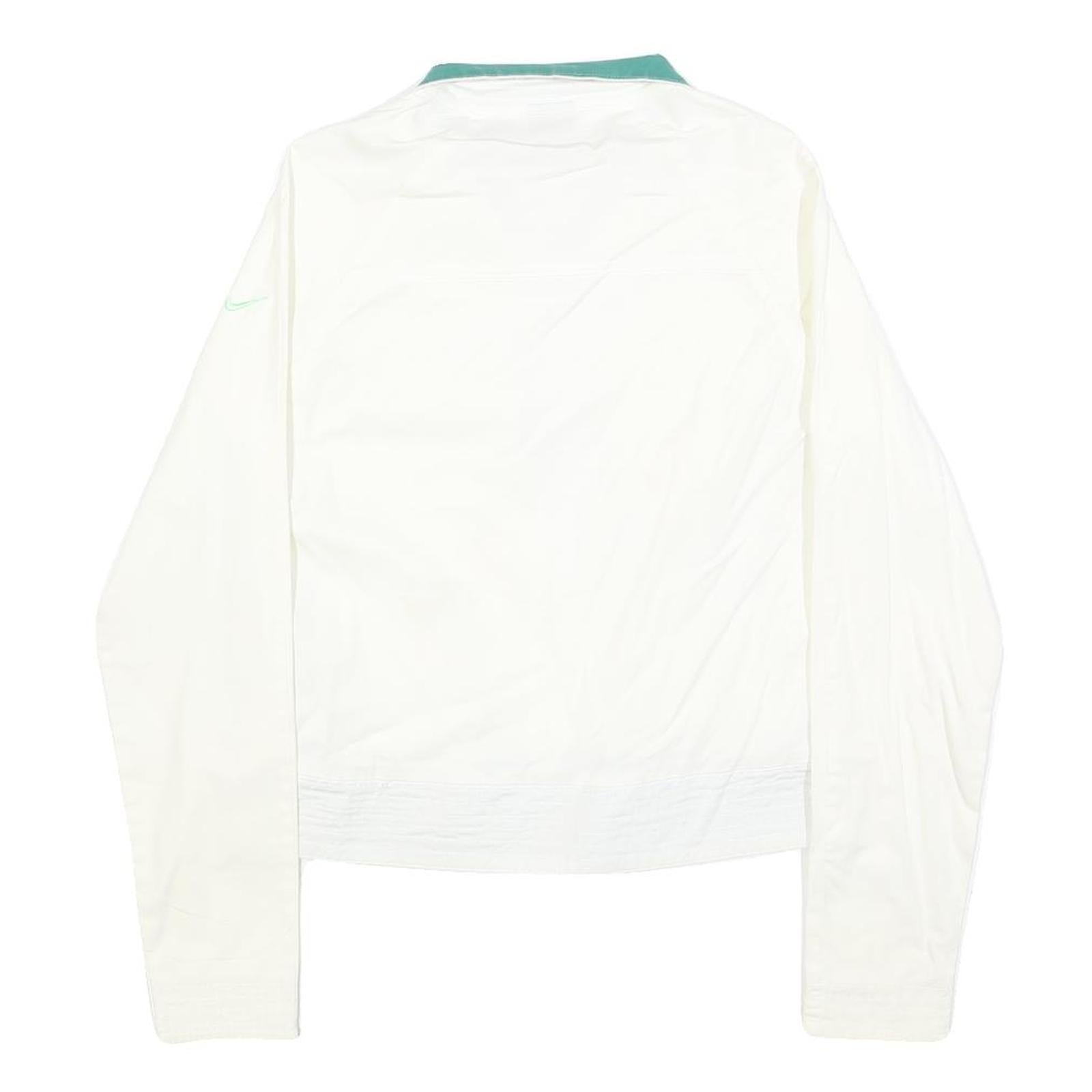 NIKE Womens White & Green Outdoor Jacket S Cotton Blend Woven Plain Zip Long