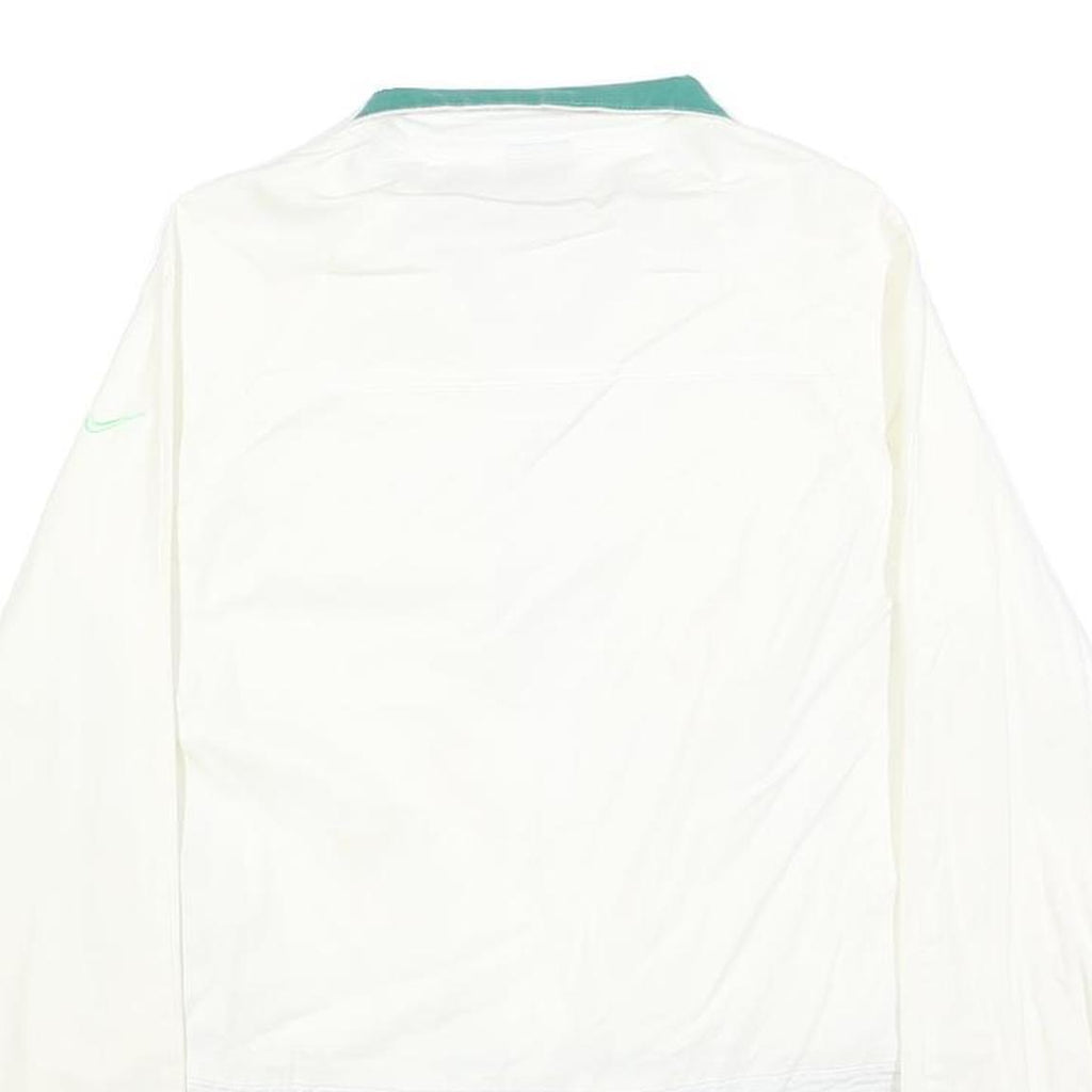 NIKE Womens White & Green Outdoor Jacket S Cotton Blend Woven Plain Zip Long
