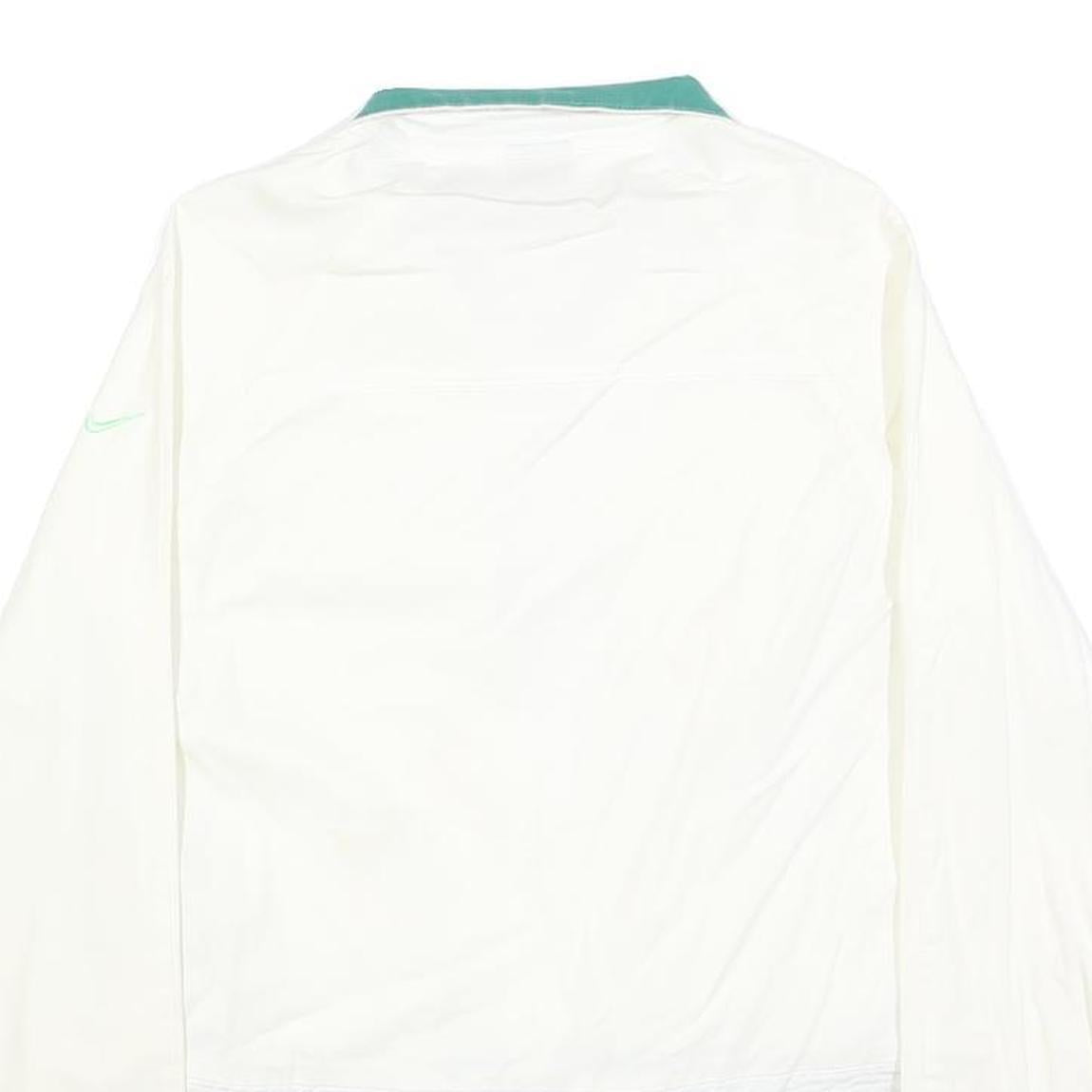 NIKE Womens White & Green Outdoor Jacket S Cotton Blend Woven Plain Zip Long