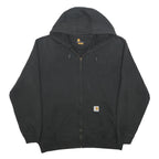 CARHARTT Mens Black Full Zip Hoodie L Cotton Blend Casual Workwear Zip Up