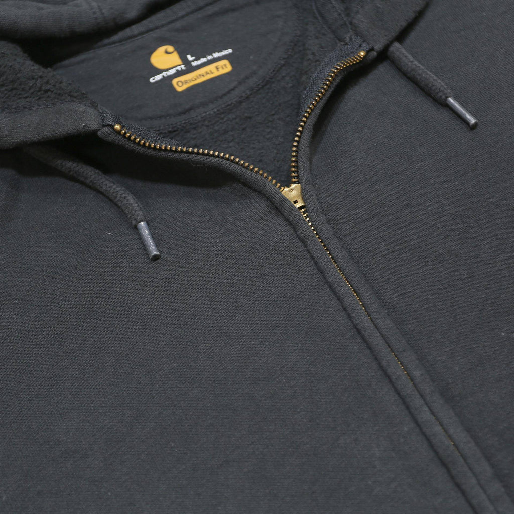 CARHARTT Mens Black Full Zip Hoodie L Cotton Blend Casual Workwear Zip Up