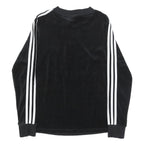 ADIDAS Womens Black Crew Neck Sweatshirt UK 8 Trefoil Logo Striped Sleeves