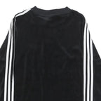 ADIDAS Womens Black Crew Neck Sweatshirt UK 8 Trefoil Logo Striped Sleeves