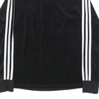 ADIDAS Womens Black Crew Neck Sweatshirt UK 8 Trefoil Logo Striped Sleeves