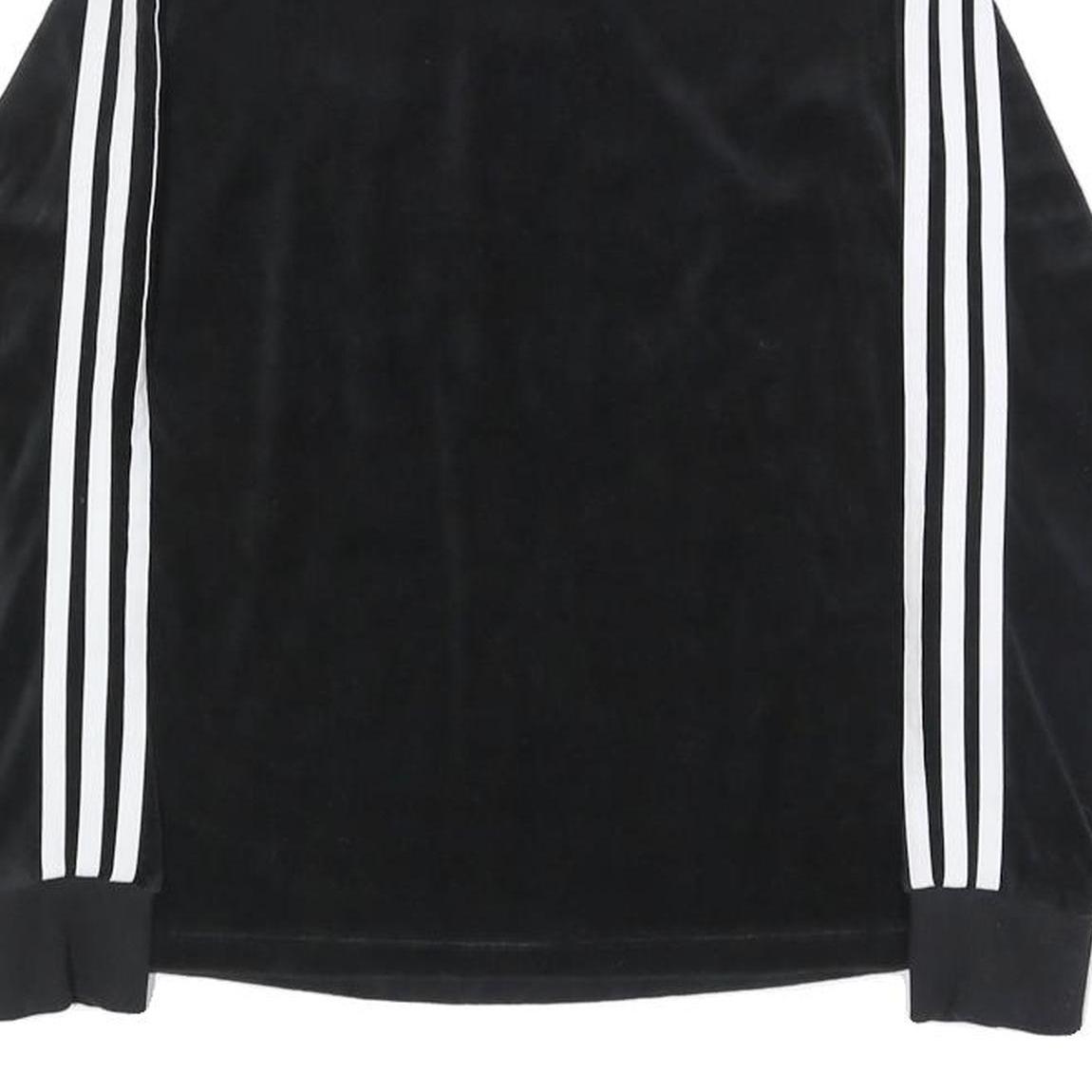 ADIDAS Womens Black Crew Neck Sweatshirt UK 8 Trefoil Logo Striped Sleeves