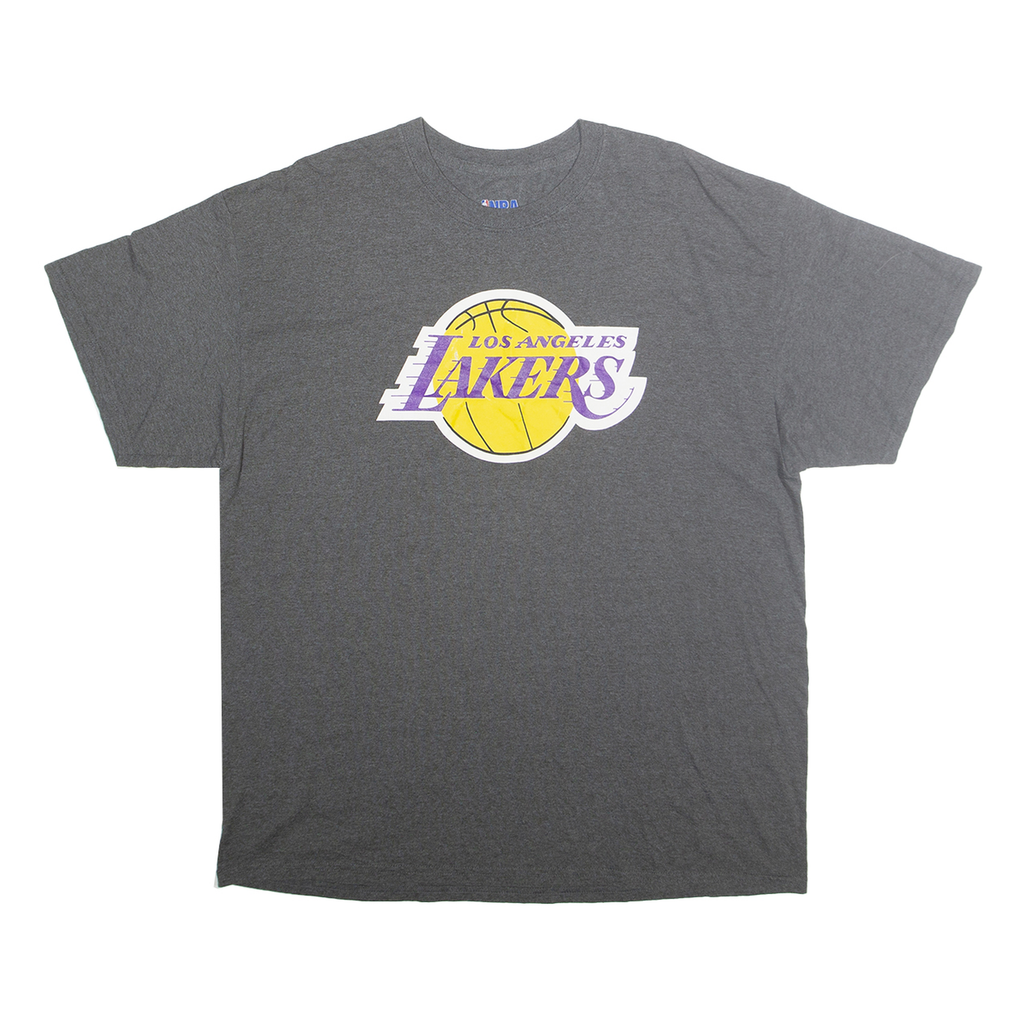 NBA Mens Grey Los Angeles Lakers Graphic T-Shirt XL Crew Neck Short Sleeve
