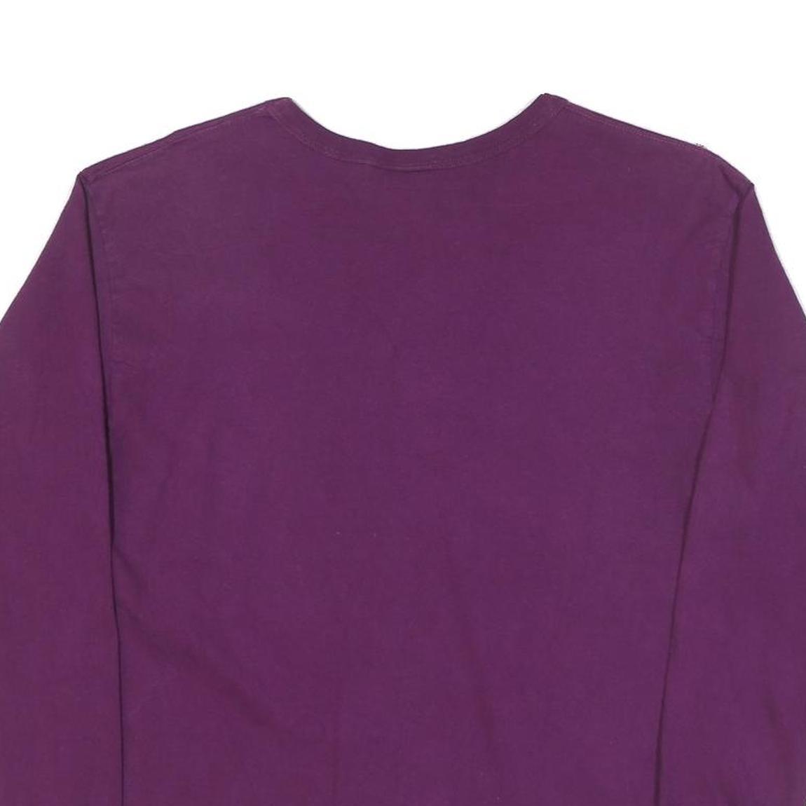 CHAMPION Mens Purple S Long Sleeve Crew Neck Plain Cotton Blend T-Shirt