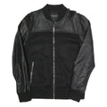 GUESS Mens Black Bomber Jacket S Polyester Blend Textured Zip Fastening
