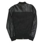 GUESS Mens Black Bomber Jacket S Polyester Blend Textured Zip Fastening