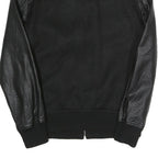 GUESS Mens Black Bomber Jacket S Polyester Blend Textured Zip Fastening