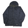 DICKIES Mens Navy Blue Hooded Zip Jacket L Polyester Plain Lightweight Durable