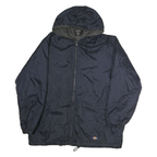 DICKIES Mens Navy Blue Hooded Zip Jacket L Polyester Plain Lightweight Durable